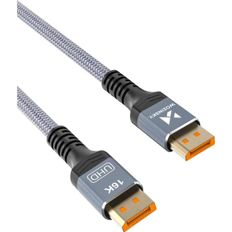 Wozinsky DisplayPort kabelis ar VESA sertifikātu 80 Gb/s 16K HDR HDCP DSC 2 m - melns