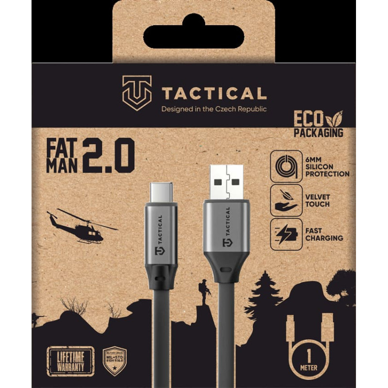 Tactical Fat Man 2.0 Cable USB-A|USB-C 1m Grey