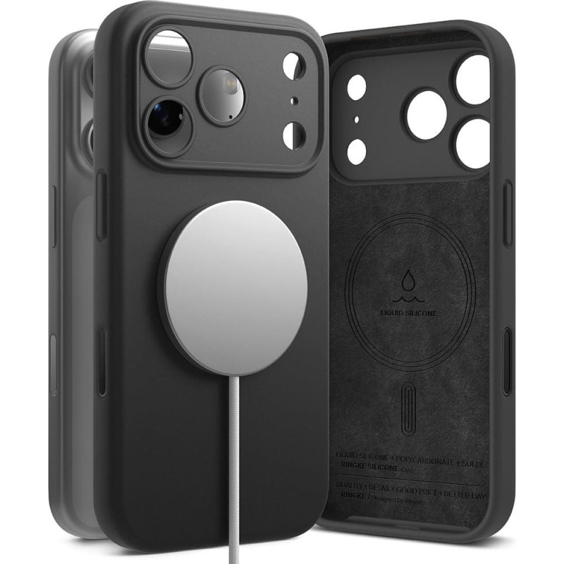 Ringke iPhone 17 Pro Max silikona magnētiskais MagSafe aizmugurējais vāciņ&scaron; - melns