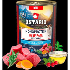 Ontario Konservi suņiem - Ontario Adult Monoprotein Beef Pate with Carrots 400g