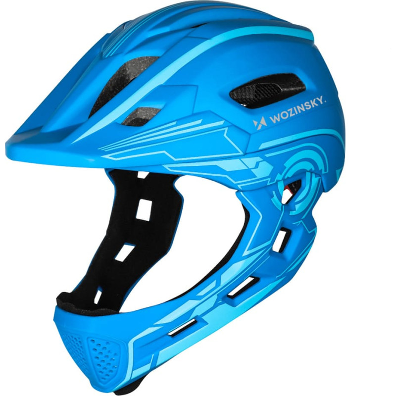 Wozinsky Kids Full Face Bike Helmet with USB Rear Light S - Blue