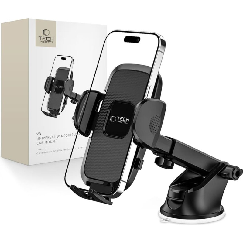 Tech-Protect V3 kabīnes vējstikla automa&scaron;īnas tālruņa turētājs - melns