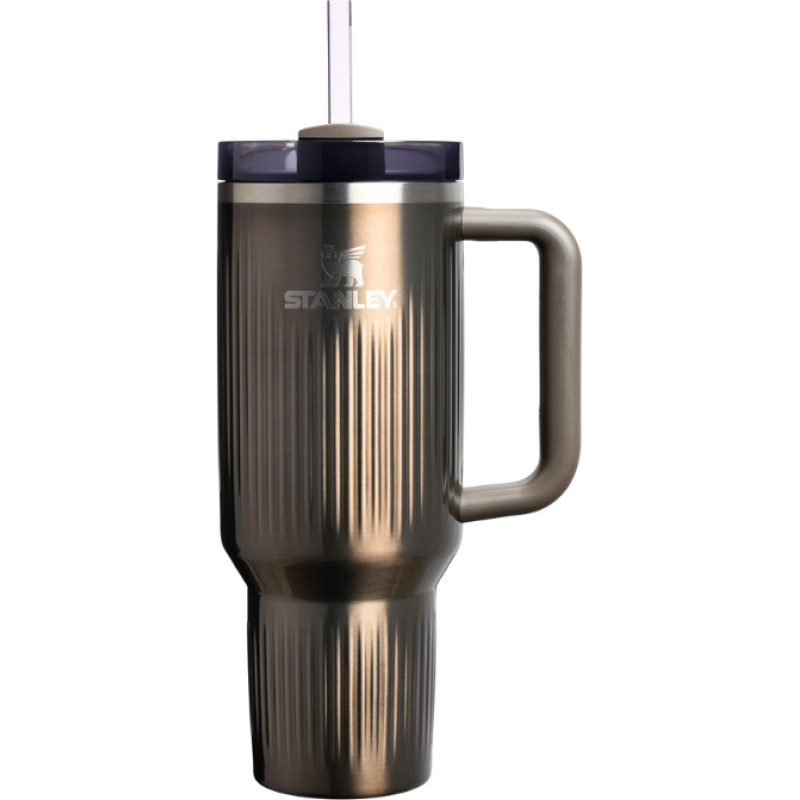 Stanley Termokrūze ar salmiņu The Quencher H2.0 Fluted Tumbler 1.18L spīdīgi tum&scaron;i pelēka