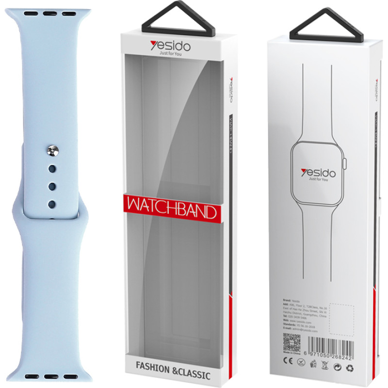 Yesido WB44 SILICONE STRAP FOR iWATCH S 42|44|45 (97+118) #65 LIGHT BLUE