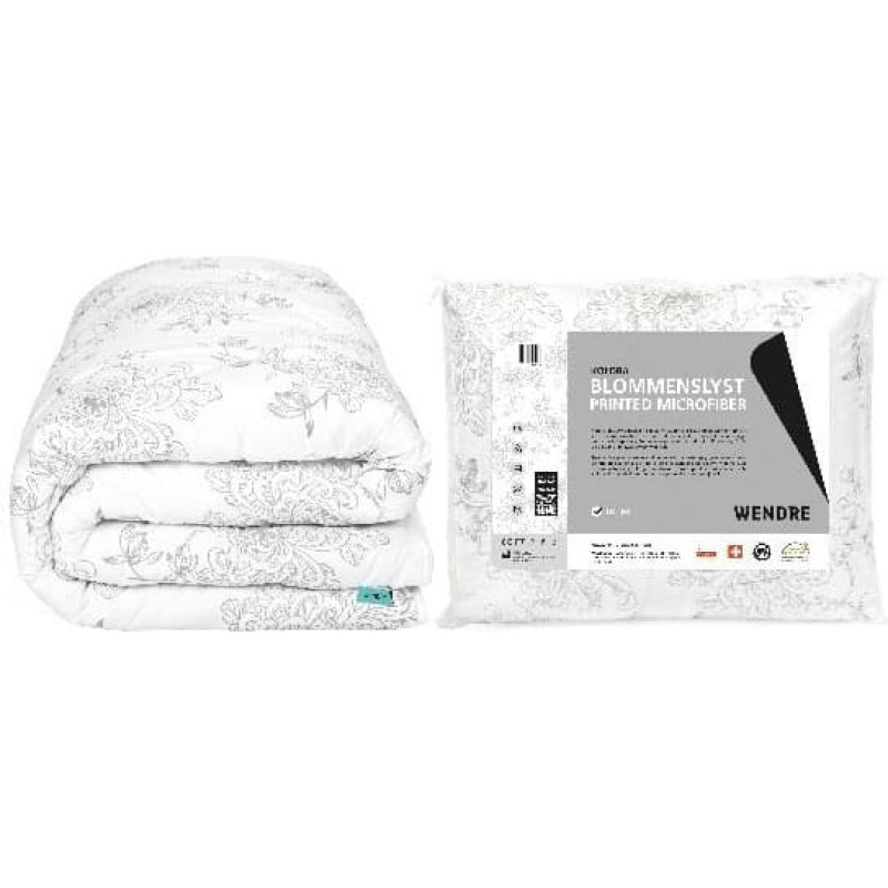 Blommenslyst Quilt 155x200 Microfiber Balts ziedu raksts