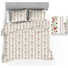 Kokvilnas gultasveļa 140x200 1321E rozes svītras sarkana dievišķa ķēde 431N