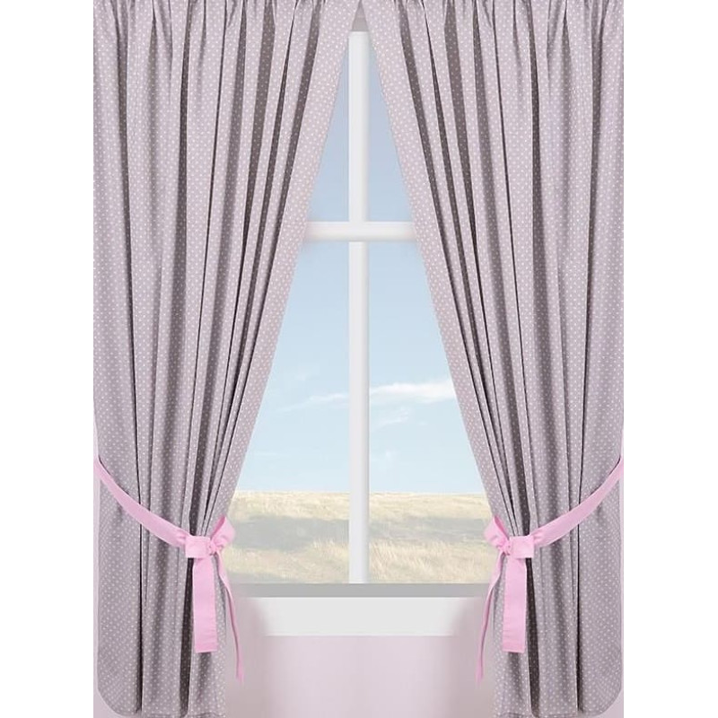 Aizkars gatavs zeķturiem 160x250 943E pelēks ar baltiem punktiem