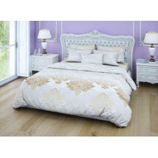 Kokvilnas gultas veļa 160x200 Glamour ornamenti balti bēšs oranžs 28044/1 01