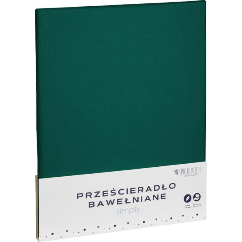 Vienkrāsains pudeles zaļš kokvilnas palags 220x240 Simply