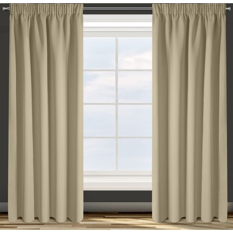 Aptumšojošs aizkars 135x270 Parisa bēšs gatavs uz vienkrāsainas lentes