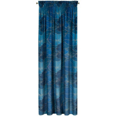 Aizkars 140x270 Lotus 2 tumši zils melns lotosa zieds gatavs uz lentes Limited Collection