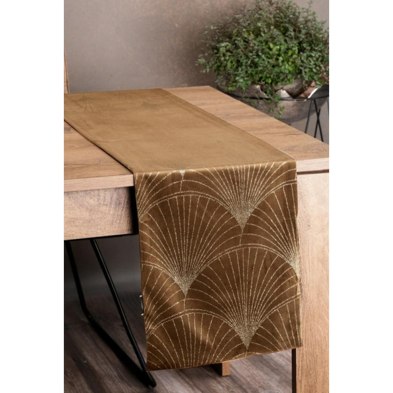 Galda celiņš 35x180 Blink 14 brūna zelta velūra vēdekļi