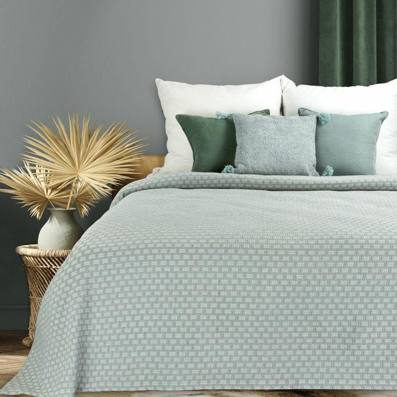 Dekoratīvais gultas pārklājs 220x240 Monte olīvu no kokvilnas ar nelielu žakarda Terra rakstu