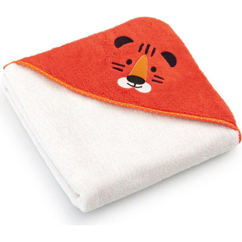 Bērnu vannas dvielis 90x90 Tiger Alabaster-5730 ekru oranžs frotē dvielis ar kapuci bērniem