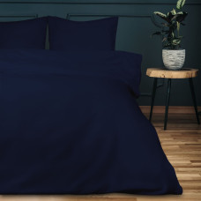 Satīna gultas veļa 160x200 tumši zila 026 vienkārša
