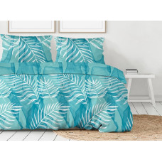 Kokvilnas gultas veļa 220x200 Jaukas tirkīza lapas Premium