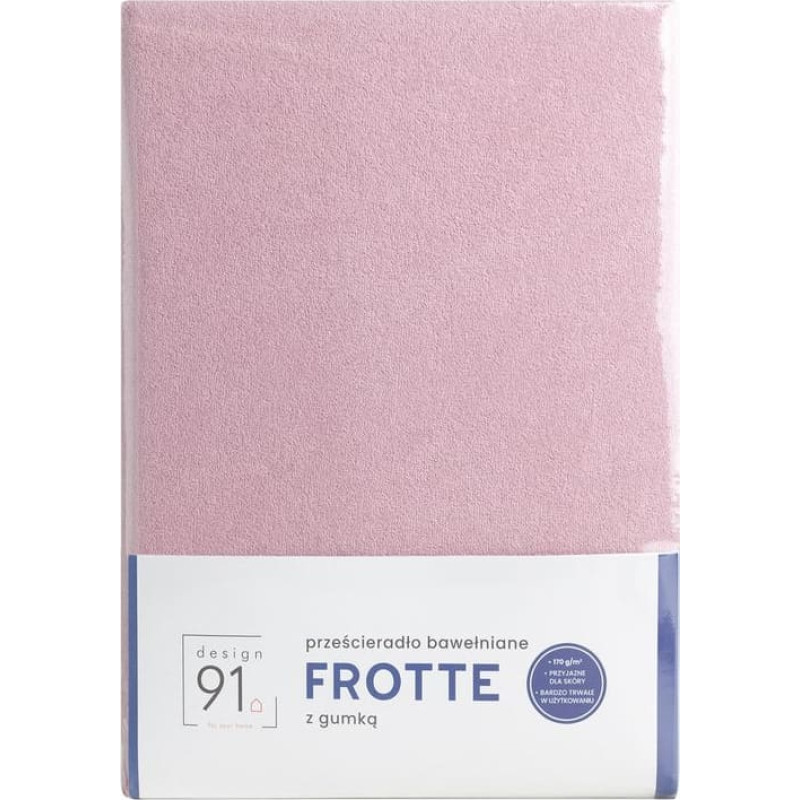 Frotē palags ar elastīgo joslu 180x200 pūderrozā 170 g/m2 20 cm matracim