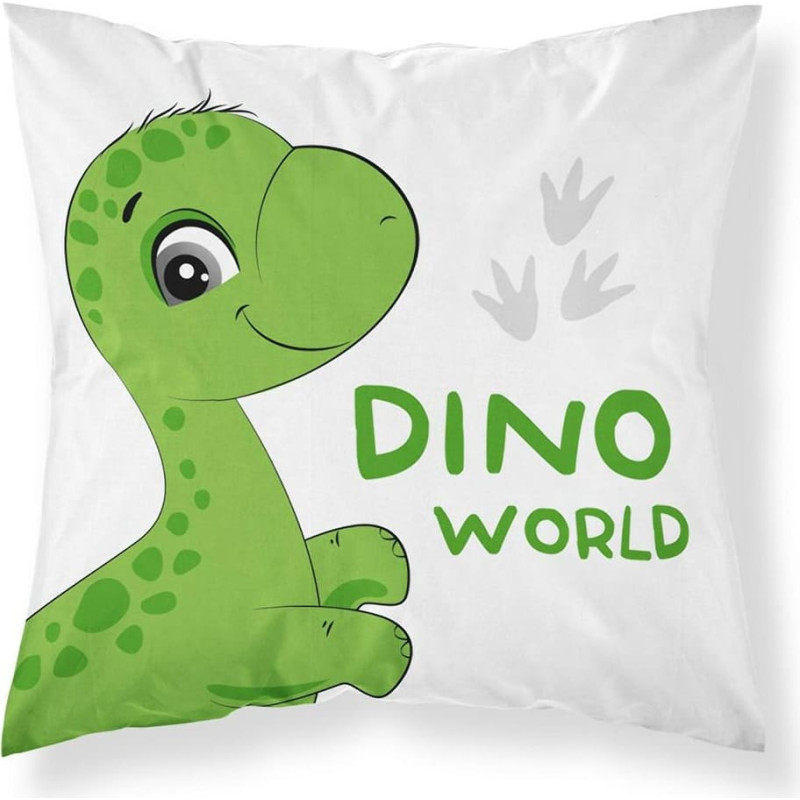 Kokvilnas spilvendrāna 40x40 Dinozaurs balts zaļš 4285 A2 Mayamoo 20