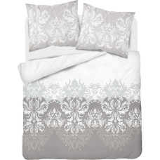 Satīna gultas veļa 160x200 bēšs balts ornaments 4124 B Mājas Satīns 001