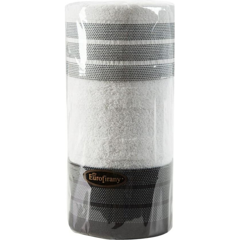 Dvieļu komplekts 2 gab. 2x50x90 balts melns 500 g/m2 frotē auduma dāvanu komplekts 23