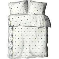 Kokvilnas gultasveļa 140x200 361E balta ar zilu apmali