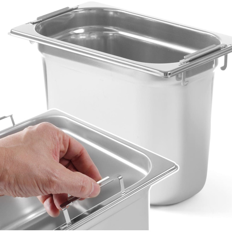 Hendi GN konteiners ar izvelkamiem rokturiem nerūsējo&scaron;ais tērauds GN1/4 265x162mm augstums 200mm - 803608