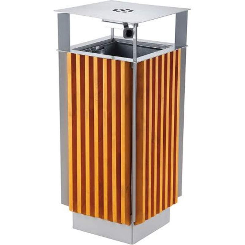 Meva Pilsētas tvertne ar pelnu trauku un noņemamu ieliktni metāls + koks 65L