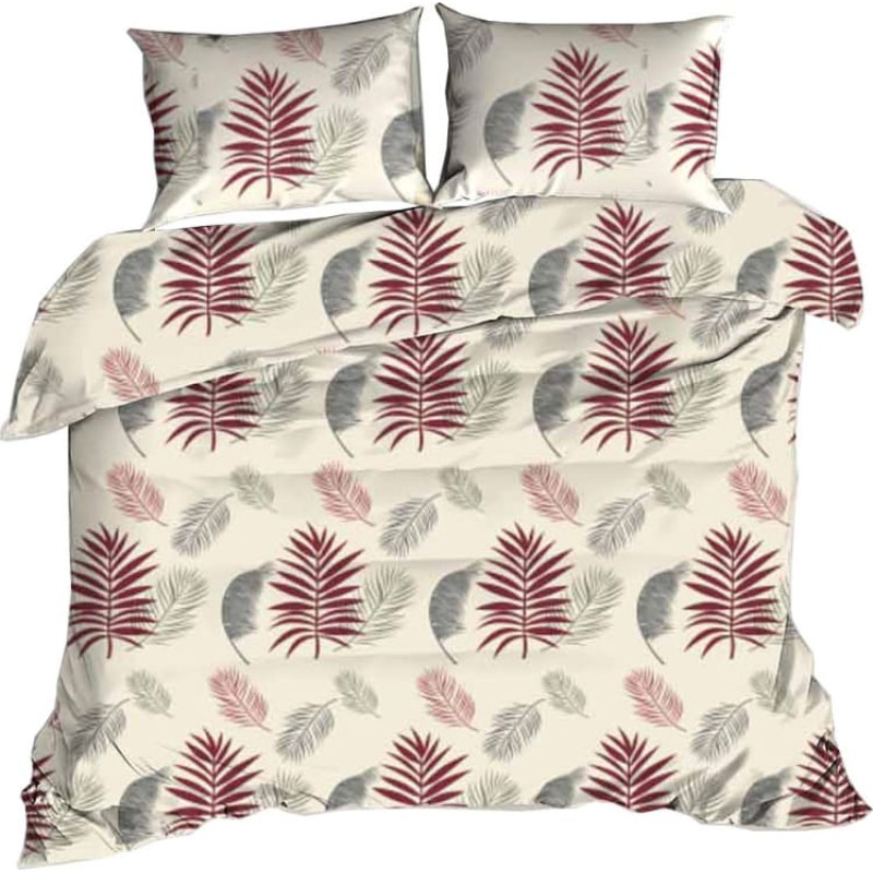 Gultasveļa no mizas 160x200 lapām bēša bordo 1640N