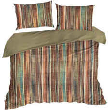 Kokvilnas gultasveļa 220x200 Ada 03 olīvu krāsas svītras