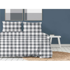 Kokvilnas gultas veļa 220x200 Niko pelēki balti rūtaini Premium Bielbaw 1