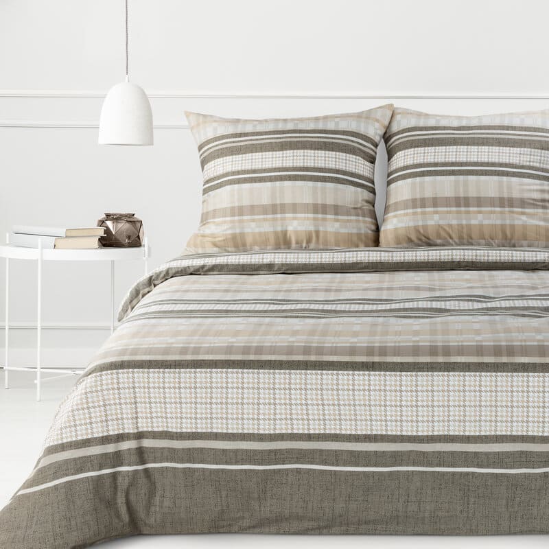 Kokvilnas gultasveļa 140x200 Sara 37 bēšas svītras