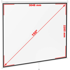 Fromm&Amp;Starck Projektora ekrāns pusautomātiskais sienas griesti matēts balts 150'' 312,8x239 cm 4:3