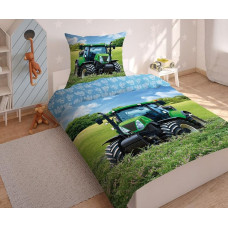 Tumsā mirdzoša gultasveļa 140x200 Traktor zaļa kokvilna 3282 A 8679