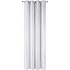 Gaja balts aizkars 140x250 ar sudraba apdruku, gatavs ar E12 starplikām