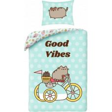 Kokvilnas gultasveļa 160x200 Pusheen mazs kaķēns piparmētru spilvendrāna 70x80