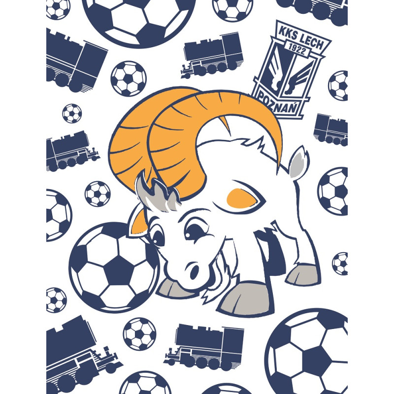Flīsa sega 130x170 Lech Poznań balta tumši zila futbolistam