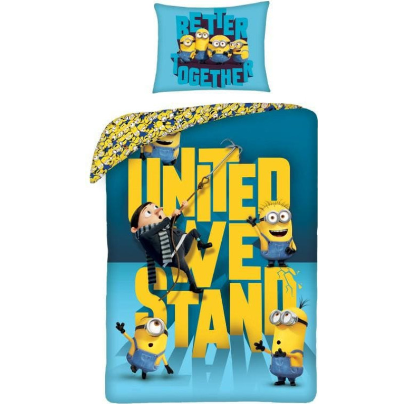 Bērnu kokvilnas gultas veļa 140x200 Minions ar spilvendrānu 70x90 Kids 09