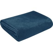 Dekoratīvais gultas pārklājs 200x220 Luiz 5, tumši zils velūra ģeometrisks