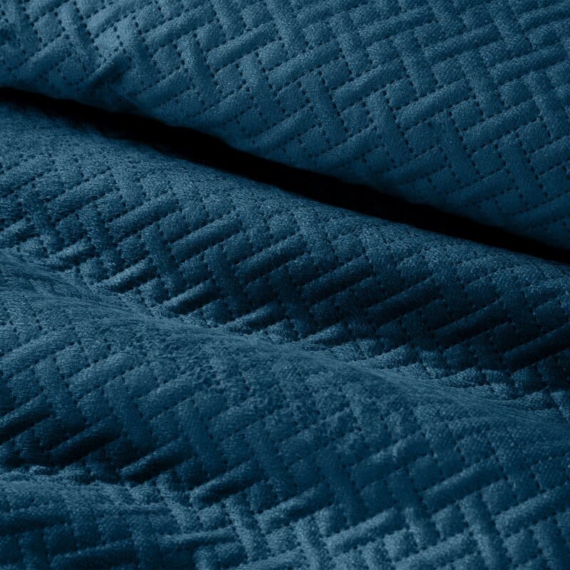 Dekoratīvais gultas pārklājs 200x220 Luiz 5, tumši zils velūra ģeometrisks