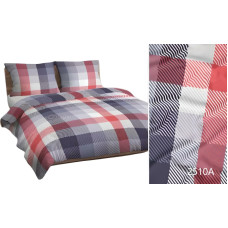 Kokvilnas gultasveļa 140x200 sarkana tumši zila rūtaina 2510 A kokvilna Maks