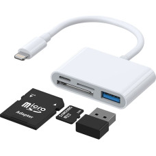 Joyroom HUB karšu lasītāja adapteris iPhone OTG Lightning - USB SD TF karšu lasītājs balts