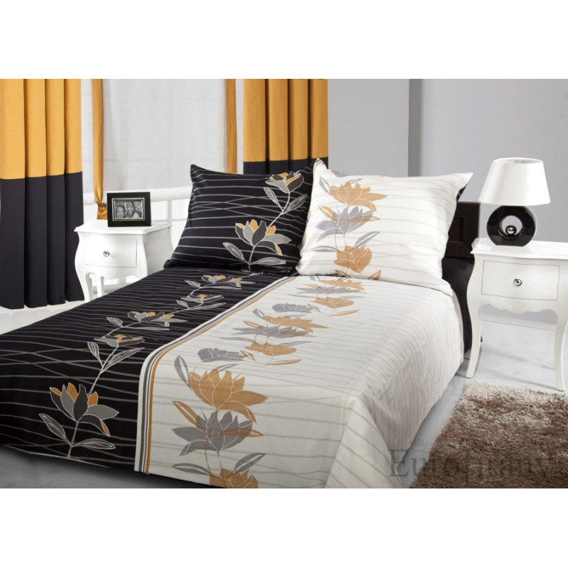 Emma melna balta premium satīna gultas veļa 160x200