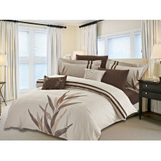 Satīna gultasveļa 160x200 Olimpia bēšs brūns kastītē, izšūts