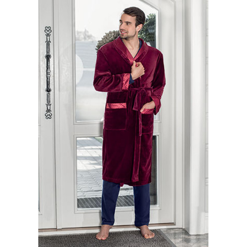 Vīriešu samta peldmētelis LUX 499 XXXL Burgundy