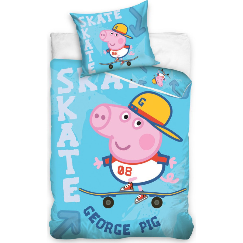 Kokvilnas gultas veļa 140x200 C Peppa Pig George uz skrituļdēļa PP8025 8901