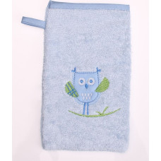 Baby Bamboo Bath Washcloth 709 Blue ar pūces izšuvumu