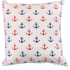 Kokvilnas spilvendrāna 40x40 1047E balta ar sarkaniem un tumši ziliem enkuriem Modern Duo