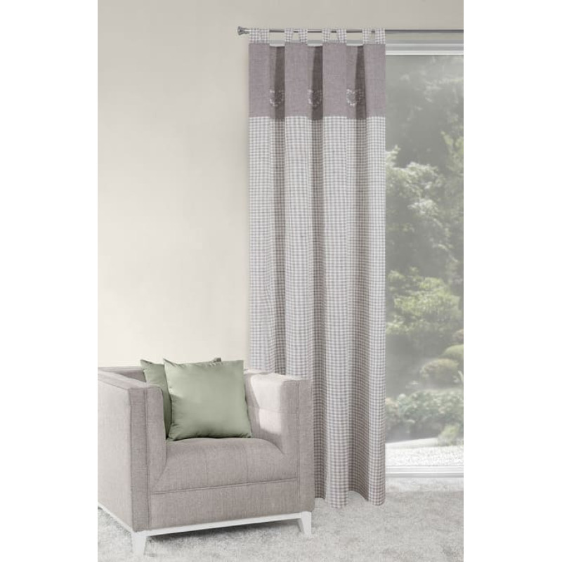 Gatavs aizkars ar bikšturiem 140x250 Keira, tumši bēšs