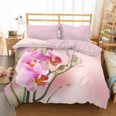 3D mikrosatīna gultas veļa 200x220 33 Pink Orchids 0021 Bed&You