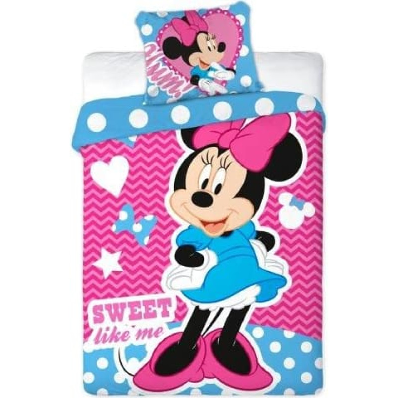 Kokvilnas gultas veļa 100x135 6220 Mini Mouse Mickey Minnie 019